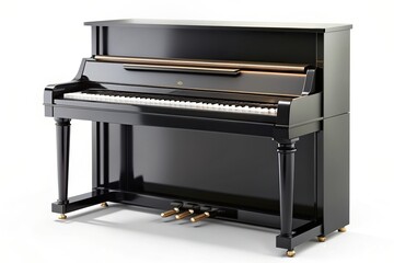 harmony, white background, musical, instrument, elegance, black, keys, Classic black piano isolated on a white background with its silhouette creating a stunning and elegant stock photo