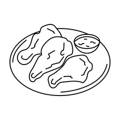 シンプルなフライドチキンの線画イラスト