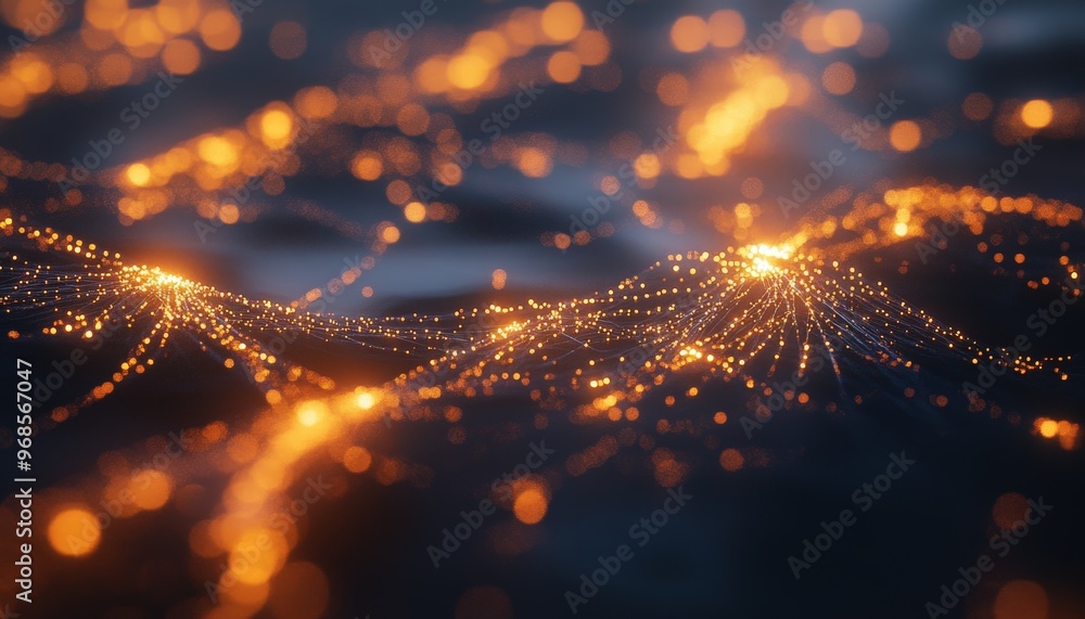 Aufkleber abstract network of glowing lines and dots.