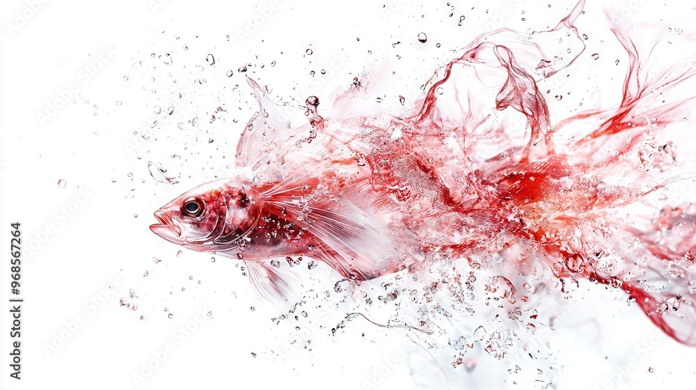 Aufkleber a fish floating in water with its back and side submerged