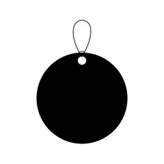 Blank black paper price tag or gift tag shape. Discount tag icon shape with rope for store