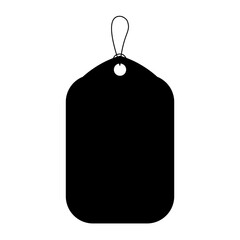 Blank black paper price tag or gift tag shape. Discount tag icon shape with rope for store