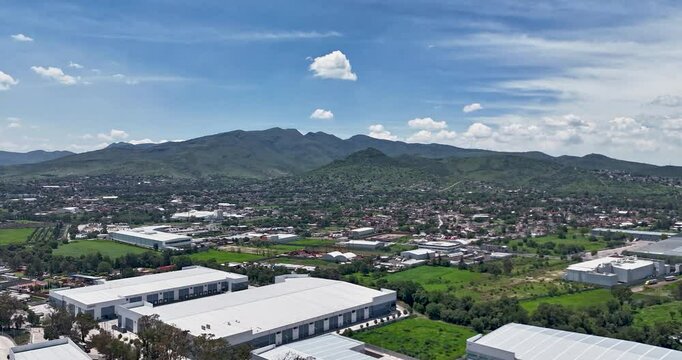Hyperlapse at noon with a sunny panorama and moving clouds with the objective of the Sierra de Tepotzotlan, perimeter of Mexico City