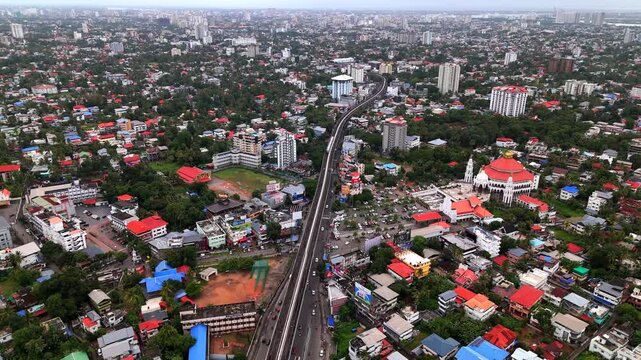 View 4k Videos, Aerial View Of Kochi City, Kochi Metro, in the city of Kochi, Kerala, India