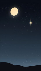 A minimal illustration of a single star shining brightly in the night sky, with a simple crescent moon nearby. The design symbolizes hope, dreams, and guidance.