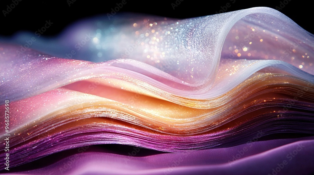 Poster a sharp focus on a pile of paper with a faint celestial body in the distance