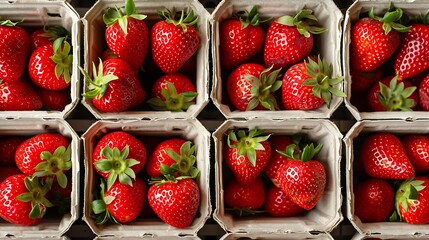 Strawberry boxes in a market retail display