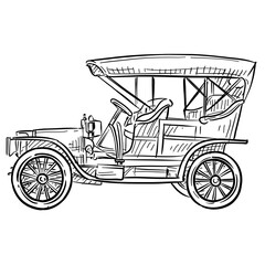 antique car handdrawn illustration