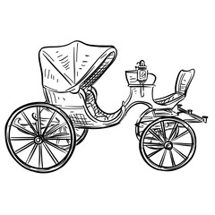 old horse drawn carriage handdrawn illustration