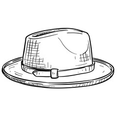 fedora hat handdrawn illustration