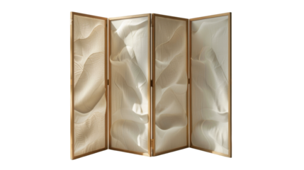 Folding screen room divider on transparent background