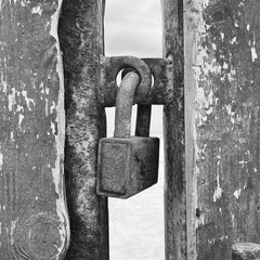 Rusty Padlock Closeup Black and White