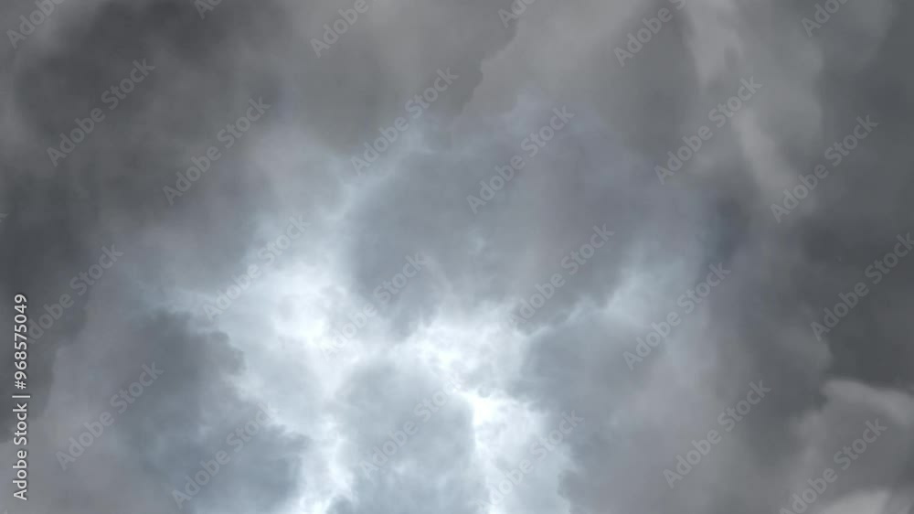Poster clouds after rain and bad weather in the storm with lightning.