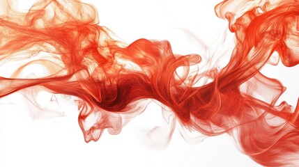 Fiery red flames swirling and rising on a white background, creating a vivid contrast and dynamic movement.