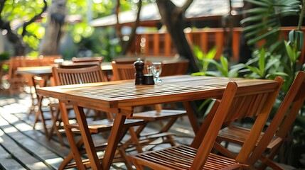 Table and chairs are made from teak wood