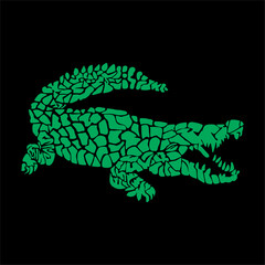 abstract green alligator with black background
