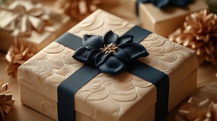 Customized gift box with name engraving, elegant wrapping, 3D illustration