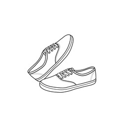 Technical sketch drawing of sneakers running shoes, front, side, top, and button view. Flat sketch vector. Isolated on a white background, suitable for your sneakers, editable color