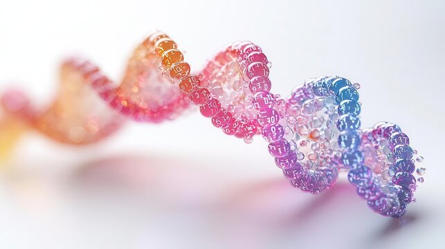A DNA strand intertwined with binary code