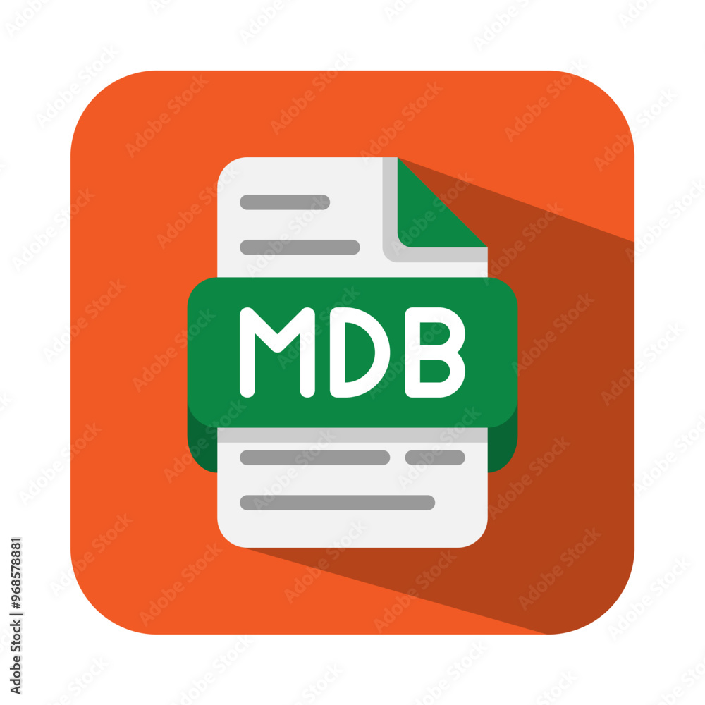 Poster mdb document database flat icons. file type, format, extension files symbol. suitable for data visua