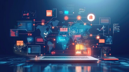 Marketing automation software visualized with global business connectivity, symbolizing the integration of digital marketing technologies.