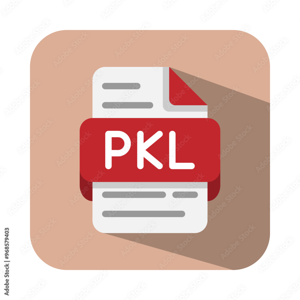 Poster pkl file document database flat icons. type, extension, symbol icon. can be used for websites, ui an