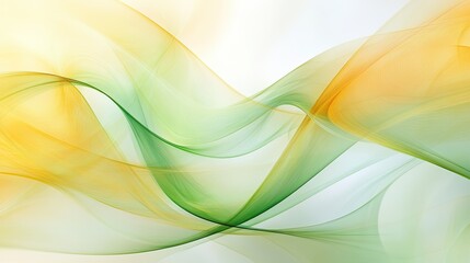Fototapeta premium Modern design with abstract, translucent yellow and green waves, softly curving and blending on a smooth background.