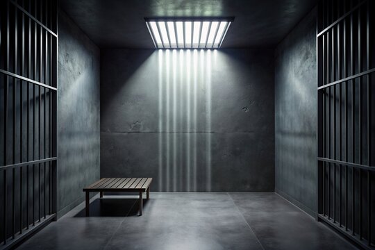 Minimalistic background of a prison cell with a black wall and a subtle shadow creating a dark and mysterious atmosphere, desolate, isolation, prison cell, confinement, abstract
