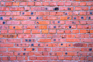 Red brick wall background. Old brickwork texture. Rock block pattern. Vintage stonewall. Abstract...
