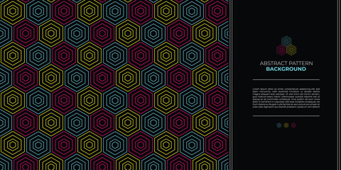 Japanese traditional pattern, Hexagonal pattern with trend retro line style and neon colors