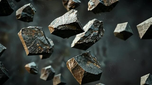 Floating volcanic rocks in a dramatic setting showcasing natural geological formations and textures