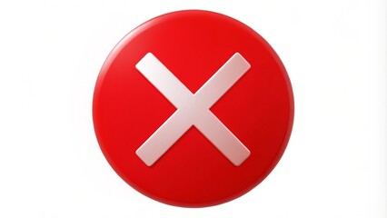 A red circle bisected by a diagonal line, standing out starkly against a pure white canvas.