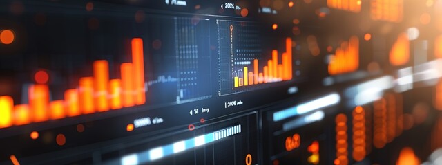 A close-up of a digital screen displaying a line graph with fluctuating interest rates, set against a blurred background of financial charts and economic indicators. monetary policy,quantitative easin
