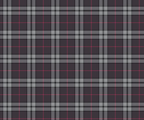 Obraz premium Plaid fabric pattern, black, white, pink, seamless for textile and design clothes skirt pants apron tablecloth blanket or decoration. Vector illustration.
