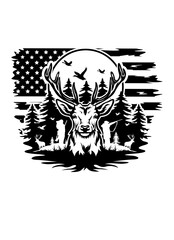 US Deer Hunting | Hunting Season | Outdoor Hunting | USA Flag | Hunter Dad | Deer Hunter | Wildlife | Hunter Life | Original Illustration | Vector and Clipart | Cutfile and Stencil