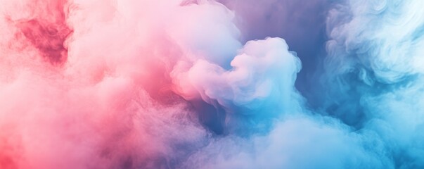 Colorful clouds of pink and blue smoke