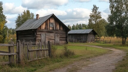 Arkhangelsk, Russia: A photograph of the Poryvkin barn, built at the end of the 19th century, located at the Arkhangelsk State Museum of Wooden Architecture.