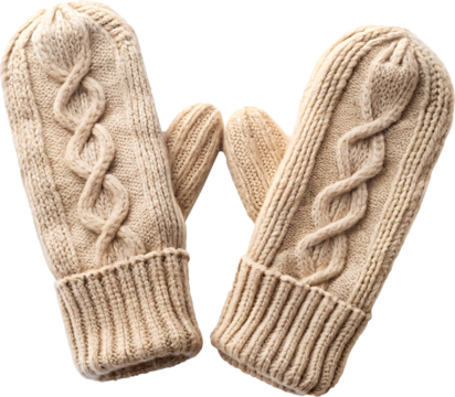 cozy woolen knitted mittens isolated