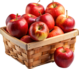 wicker basket filled with shiny red apples