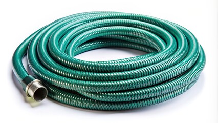 panoramic, flexible, garden, white background, watering, tube, isolated, Coiled flexible tube watering garden hosepipe isolated on white background