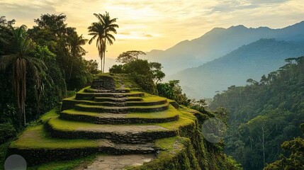 A hiking tour to the Lost City in Colombia, exploring the ancient ruins and lush jungle of this historic and remote archaeological site.