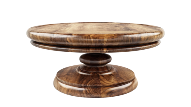 Wooden dinner table on transparent background