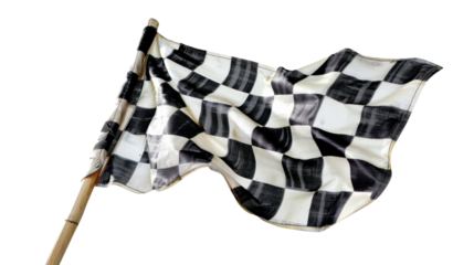 Checkered racing flag on transparent background