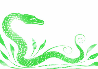 Naklejka premium Green snake isolated on white background. 3d rendering. Computer digital drawing.