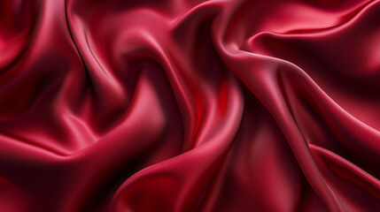 Obraz premium 赤色のシルク製の柔らかい布が画面いっぱいに広がったテクスチャー背景画像をリアルに描いたAI生成画像