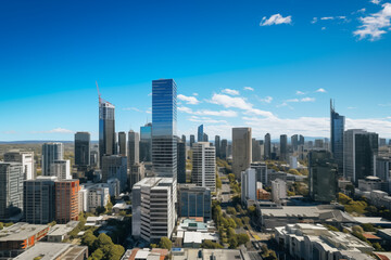 Fototapeta premium Aerial View of Skyscrapers in an Urban Cityscape