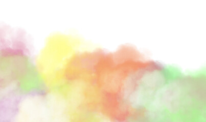 Transparent watercolor color smoke explosion texture overlay effect. Watercolor texture of clouds, paint brush strokes, paint stain strokes. Png file