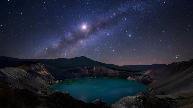 Starry Night Over Mexiquillo Volcanic Landscape with Venus.