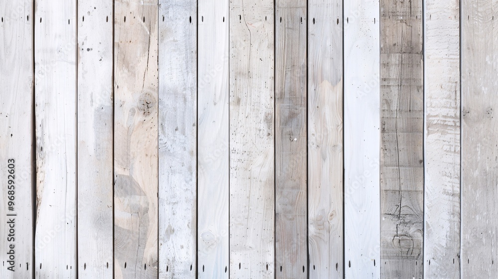Poster vertical wooden planks with a sun-bleached finish, creating a light and airy background with subtle 