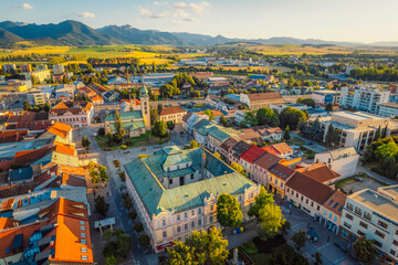 Naklejka premium Liptov region in the backround with Liptovska mara lake and Tatras mountains around Liptovsky Mikulas, Slovakia